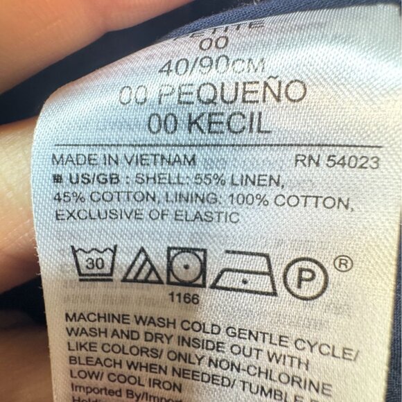 Banana Republic Womens Linen-Cotton Button Front A-Line Mini Dress 00P Navy Boho - Picture 4 of 15